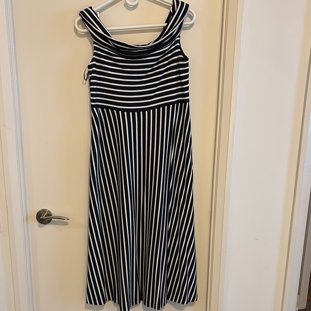 Strapless Black and White Striped Dress